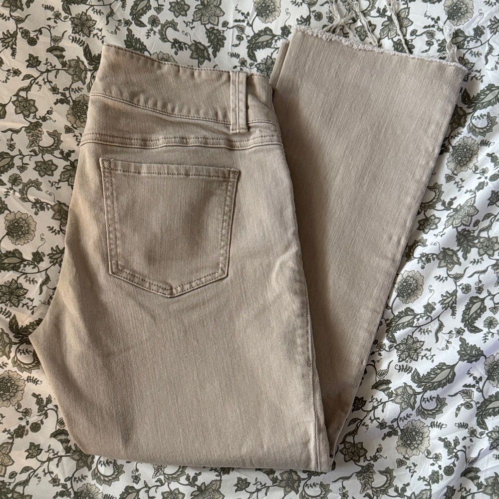 CAbi Women's Straight Leg Jeans in Tan